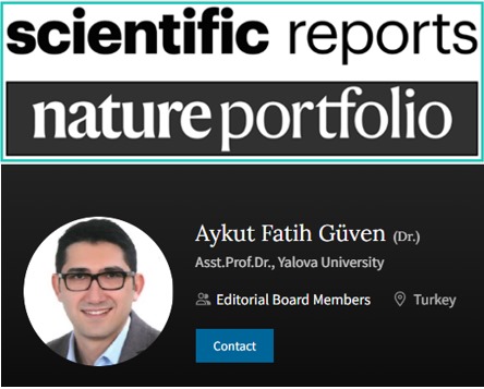 Dr. Öğr. Üyesi Aykut Fatih Güven, Nature Portfolio bünyesindeki “Scientific Reports” (SCIE-Q1 ) dergisi Yayın Kuruluna katıldı.