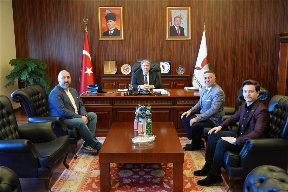 Representatives of the Yalova Journalists' Association and Halil İbrahim Özerden, Head of the Yalova Branch of Memur-Sen, Visit Our Rector